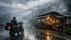 Kapan harus lanjut dan kapan menepi saat touring motor di cuaca ekstrem