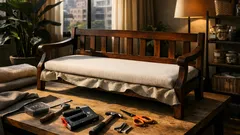 Cara reupholster bangku kayu di rumah: 11 langkah rapi pakai stapler tembak