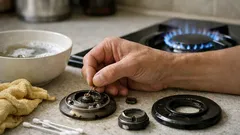 Cara membersihkan nozel kompor gas tersumbat agar api kembali biru dan stabil